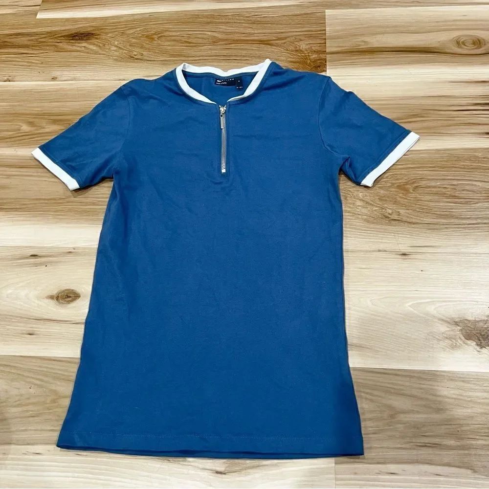 ASOS Blue and White Short Sleeve Shirt Womens Small
